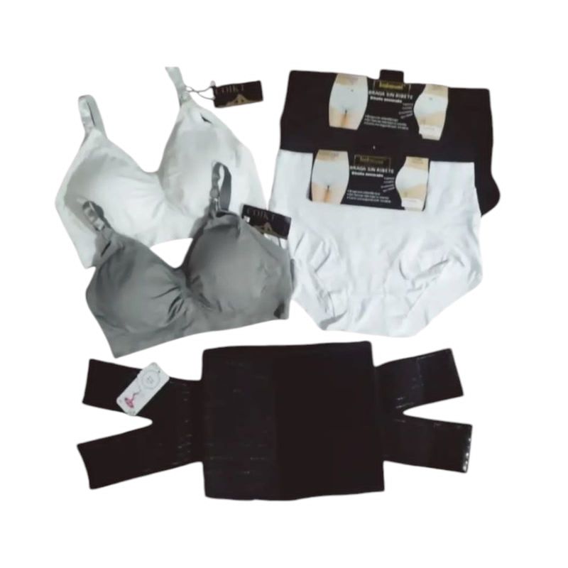 FASHIONS - Pack maternal 2 sostenes lactancia 2 calzones y faja postparto