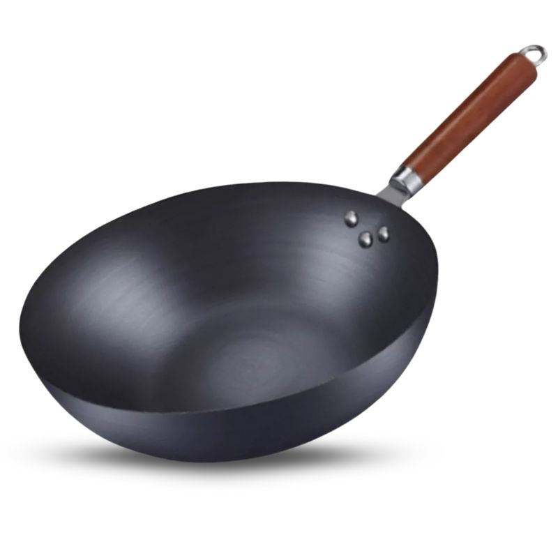GENERICO - Sartén Premium Wok de Hierro Fundido 32 cm con Mango de Madera