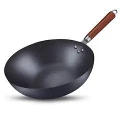 GENERICO - Sartén Premium Wok de Hierro Fundido 32 cm con Mango de Madera