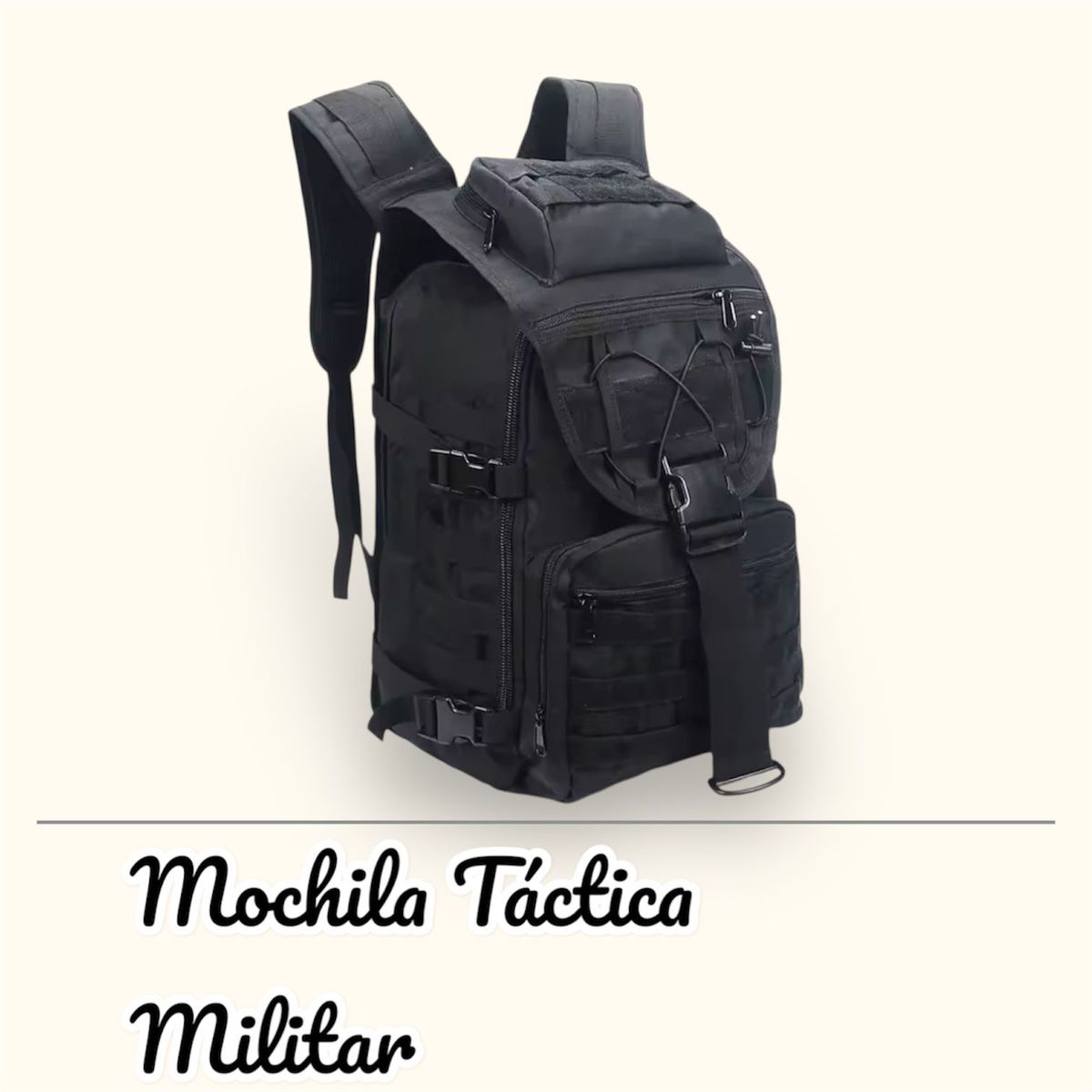 GENERICO - Mochila Táctica Militar  De Camuflaje  Negro