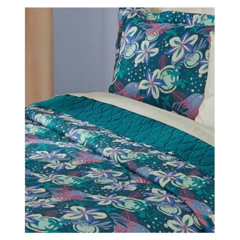 GENERICO - Cubrecama Sherpa Estampada 2 Plazas - Viola Petróleo
