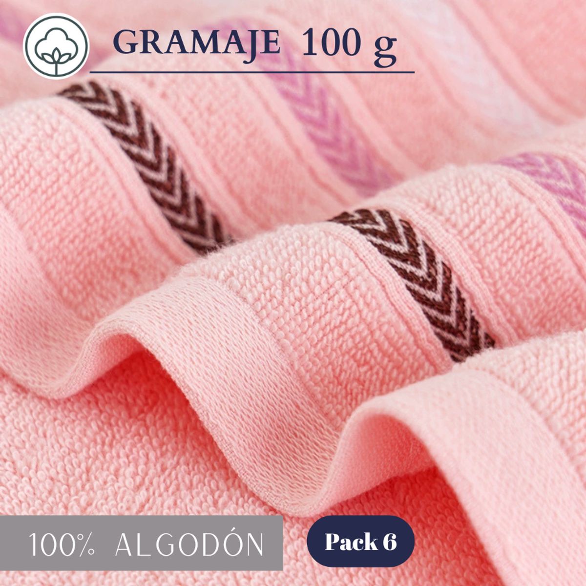 GARSIL - Pack 6 toallas de mano algodón 75x35cm cocina/baño