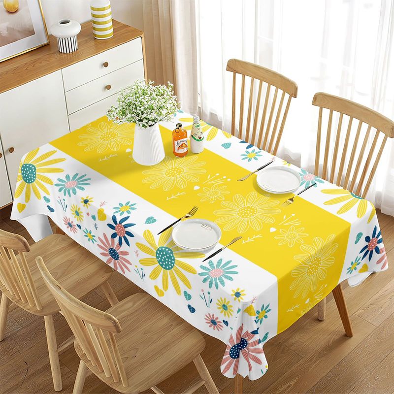 GENERICO - Mantel Rectangular Antimanchas 140 x 220 cm - Amarillo Flores