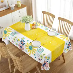 GENERICO - Mantel Rectangular Antimanchas 140 x 220 cm - Amarillo Flores