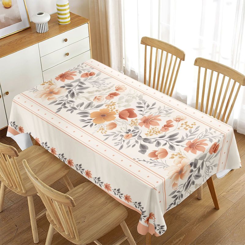 GENERICO - Manteles Antimanchas 140x220 cm - Crema Flores Amsterdam