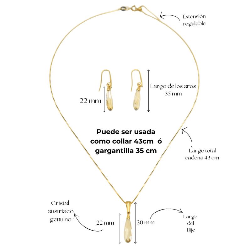 ELBAULDEJUMA - Conjunto Veronica collar cristales austriacos chapado en oro 18k