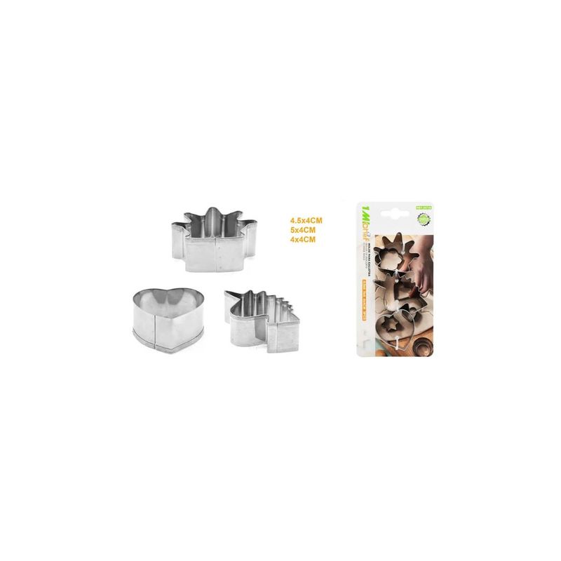 GENERICO - MOLDE PARA GALLETAS METAL 3 PCS