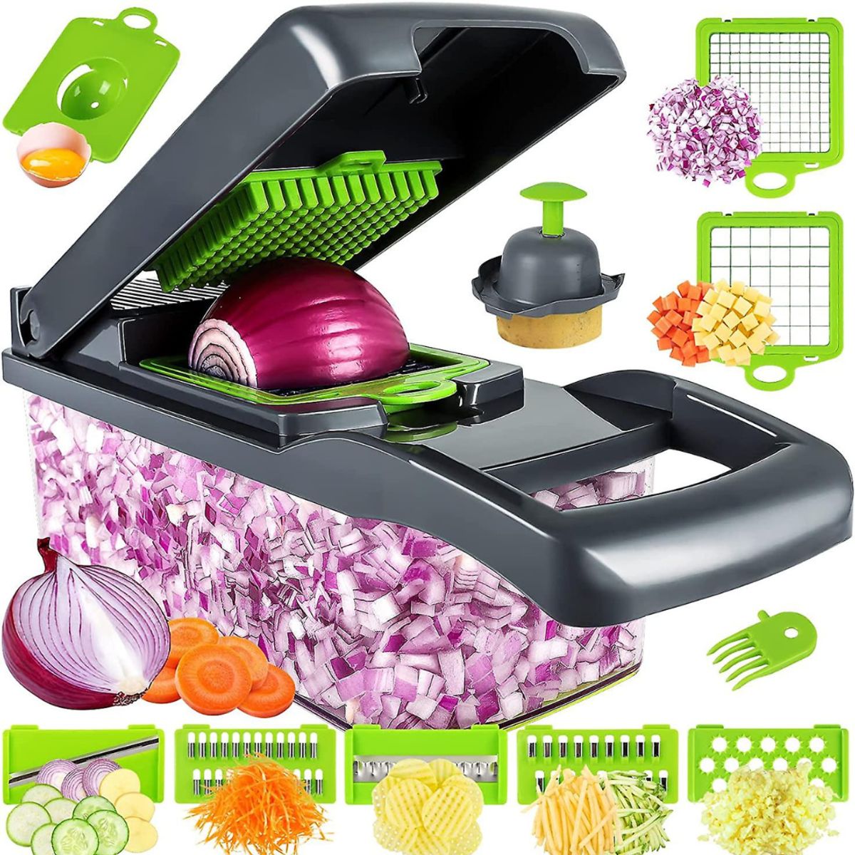 MOVI - Cortador y picador de verduras multifunción 14 accesorios