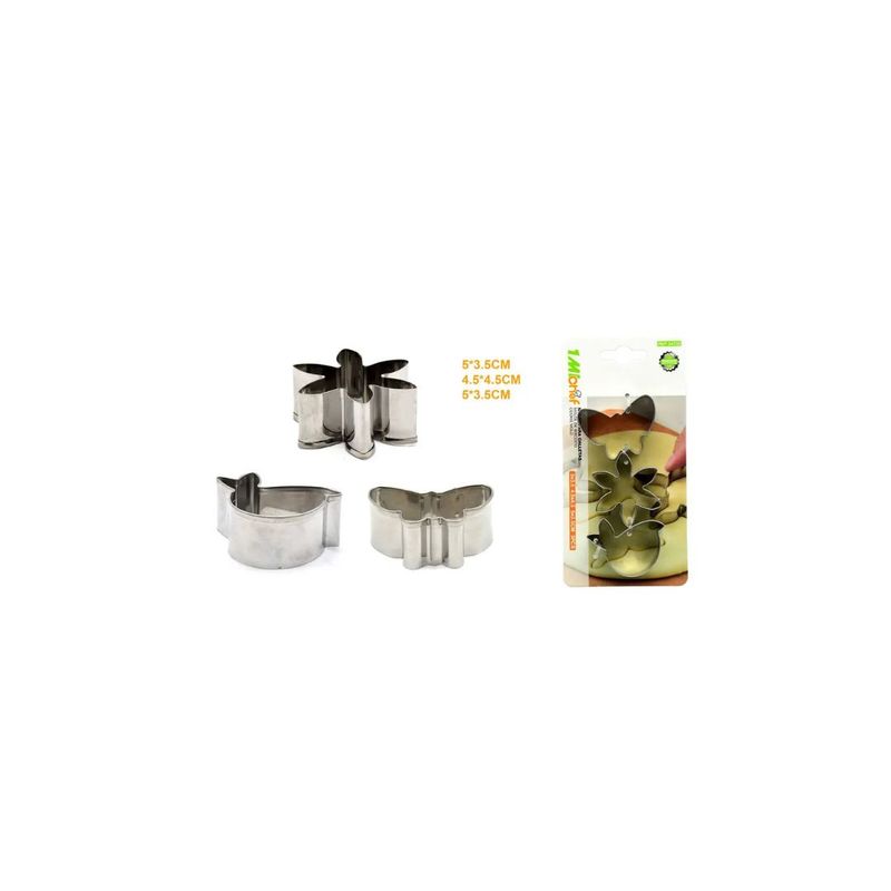 GENERICO - MOLDE PARA GALLETAS METAL 3 PCS