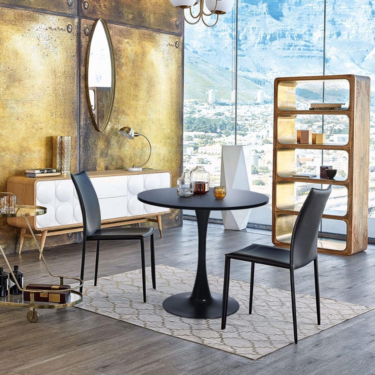 GENERICO - Mesa de Comedor Tulip Negra 80 Cm - Para 2 a 4 personas Bodegatfc