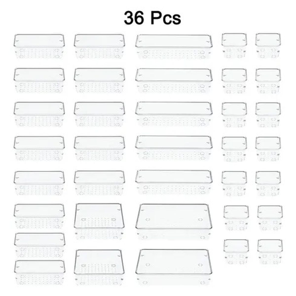 EVERSO - 36 Pcs Organizadora Separador Cajones Transparente Multiuso
