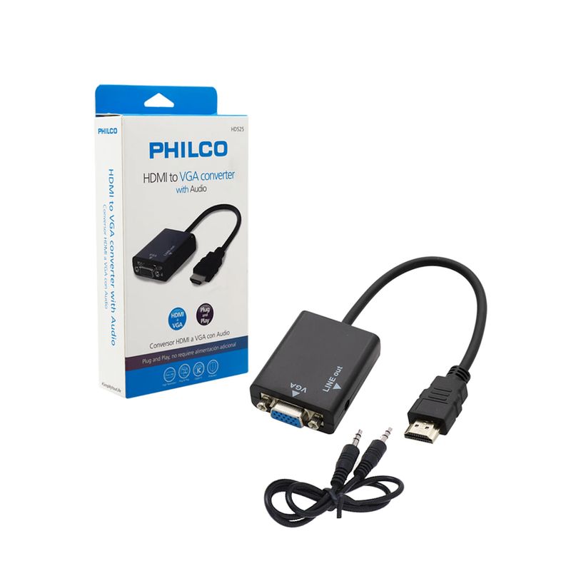 PHILCO - Adaptador HDMI a VGA con audio PHILCO HD525