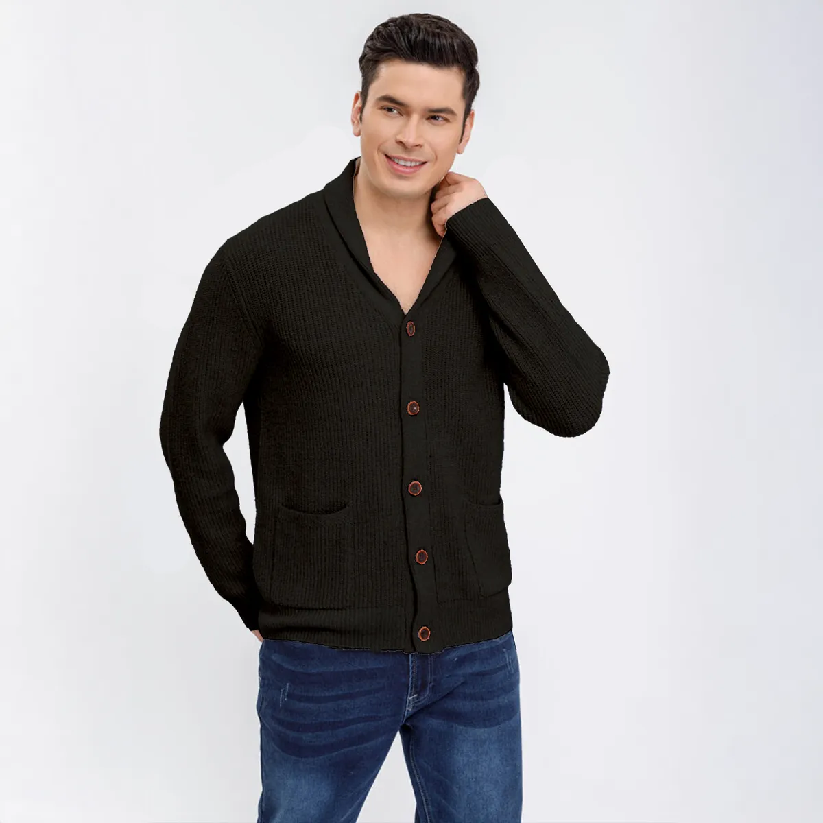 AGW - Sweater Chaleco Térmico Mezcla Lana Hombre Suéter Abotonado