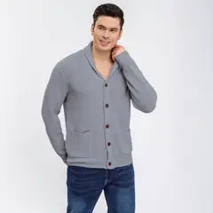 AGW - Sweater Chaleco Térmico Mezcla Lana Hombre Suéter Abotonado
