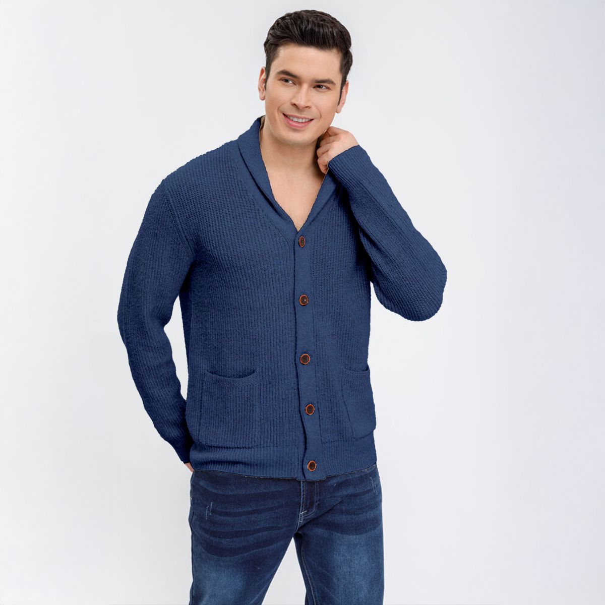 AGW - Sweater Chaleco Térmico Mezcla Lana Hombre Suéter Abotonado
