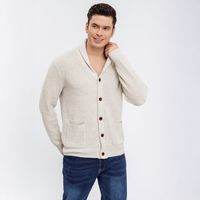 Sweater Chaleco Térmico Mezcla Lana Hombre Suéter Abotonado