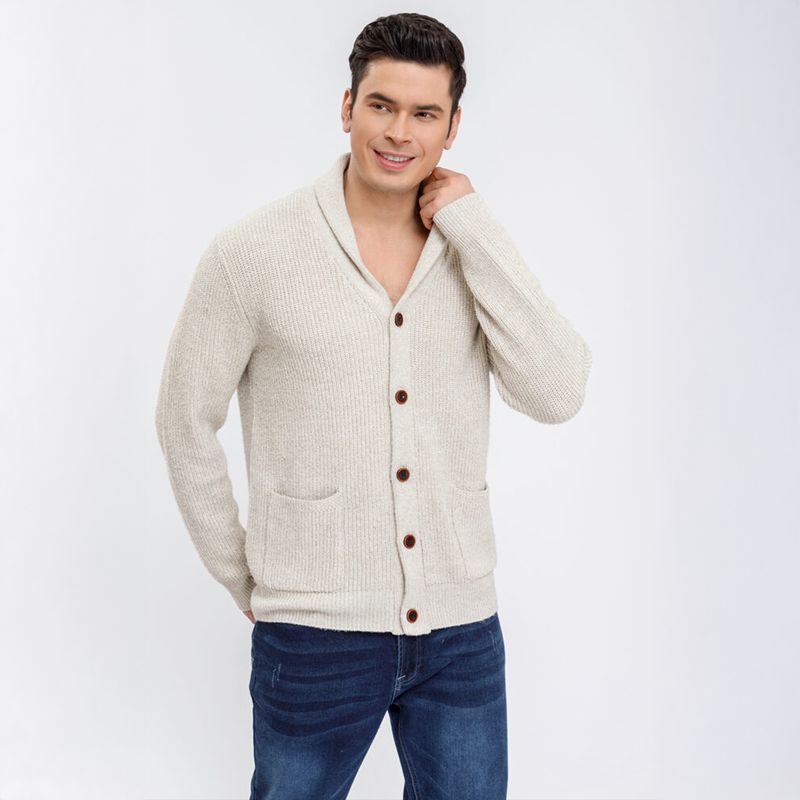 AGW - Sweater Chaleco Térmico Mezcla Lana Hombre Suéter Abotonado