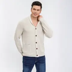 AGW - Sweater Chaleco Térmico Mezcla Lana Hombre Suéter Abotonado