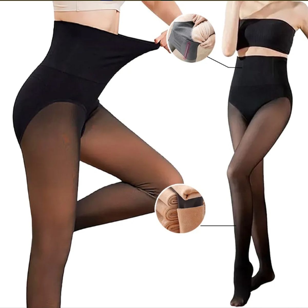 AGW - Calza Efecto Piel Con Faja Modeladora Push Up Térmica Forro Chiporro