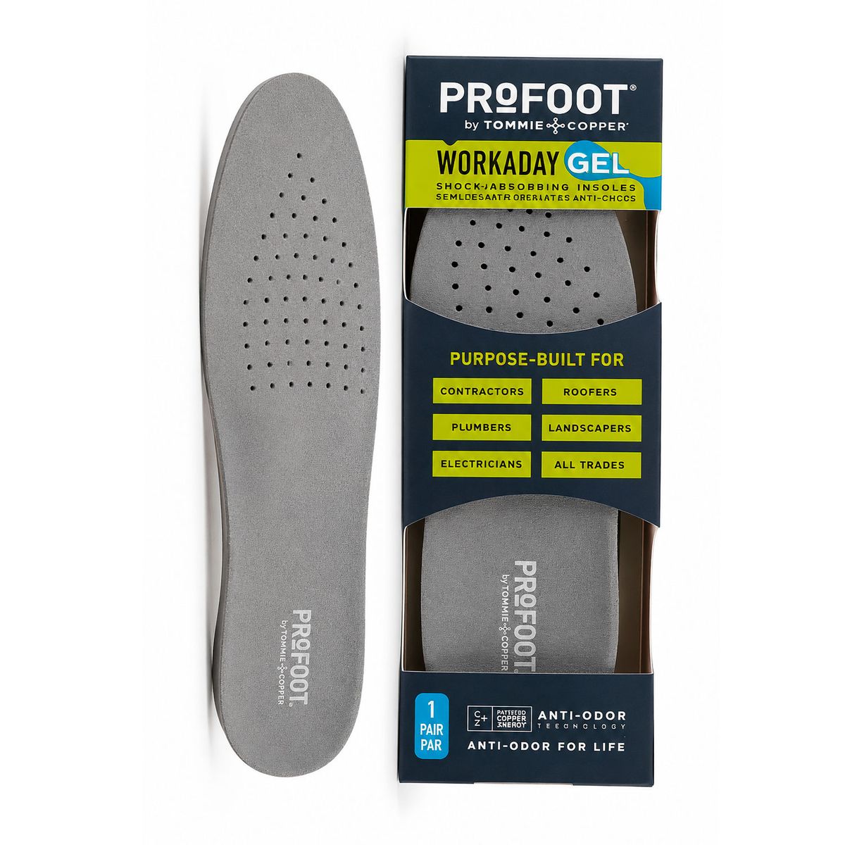 PROFOOT - Plantillas Ortopédica Trabajo Gris 38 - 44  Gel Profoot