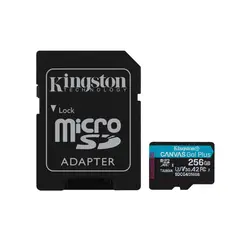 KINGSTON - Canvas Go Plus, Tarjeta MicroSD 256GB, U3, V30, 200MBs, Adaptador SD