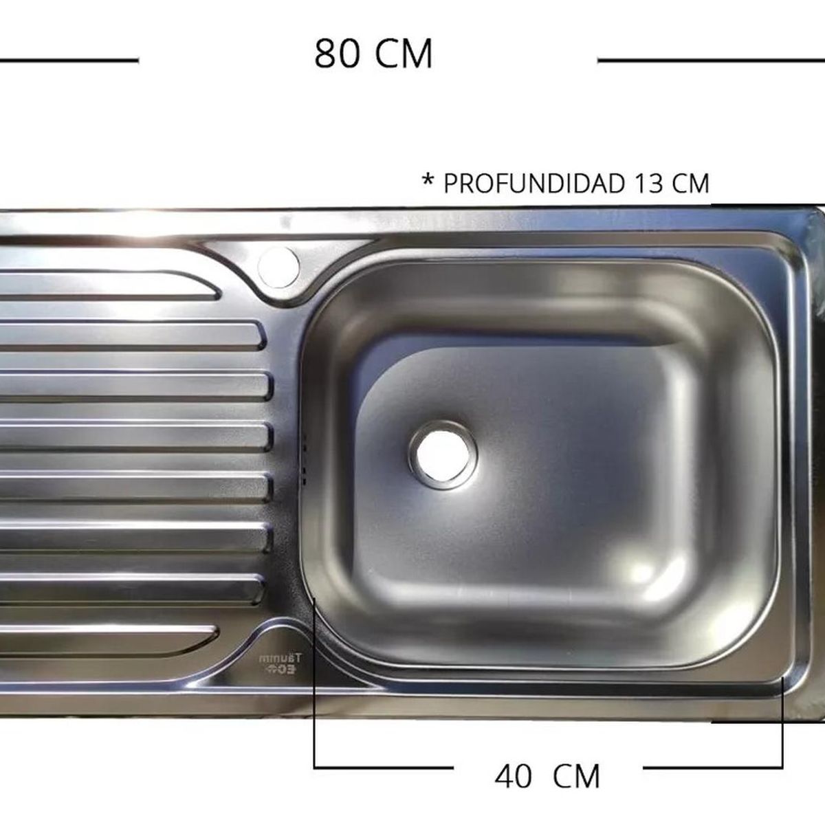 TAUMM - Lavaplatos Empotrado Simple 80x44 Inoxidable Izquierdo
