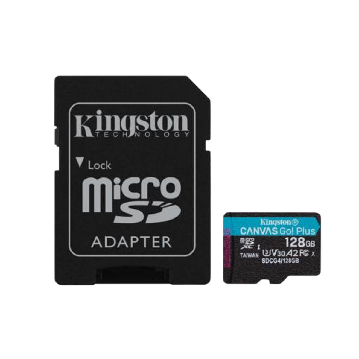 KINGSTON - Kingston Canvas Go! Plus, Tarjeta MicroSD 128GB, U3, V30, 200MBs, Adaptador SD