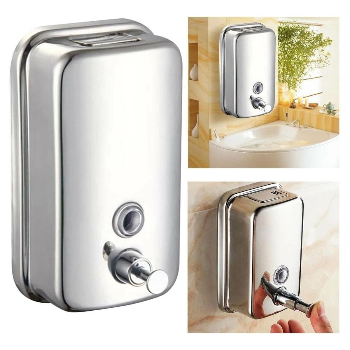 TAUMM - Dispensador Jabón Acero Inoxidable 800ml Baño Oficina Hogar