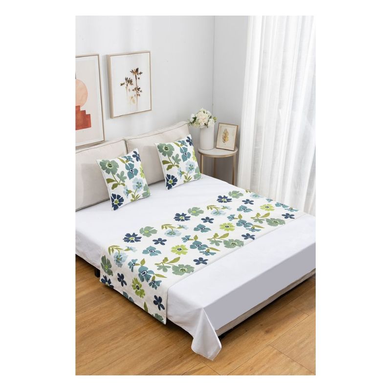 GENERICO - Piecera Bordada 2 Plazas 70 x 210 cm Mundo de Flores