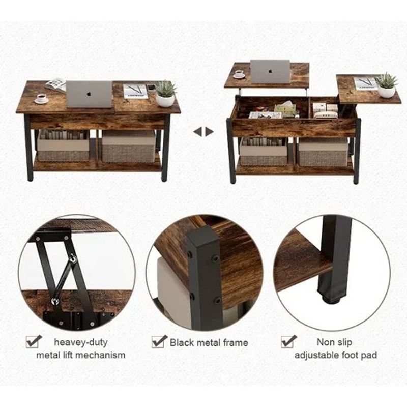 GENERICO - Mesa De Centro Elevable Para Sala De Estar 110x49x48cm