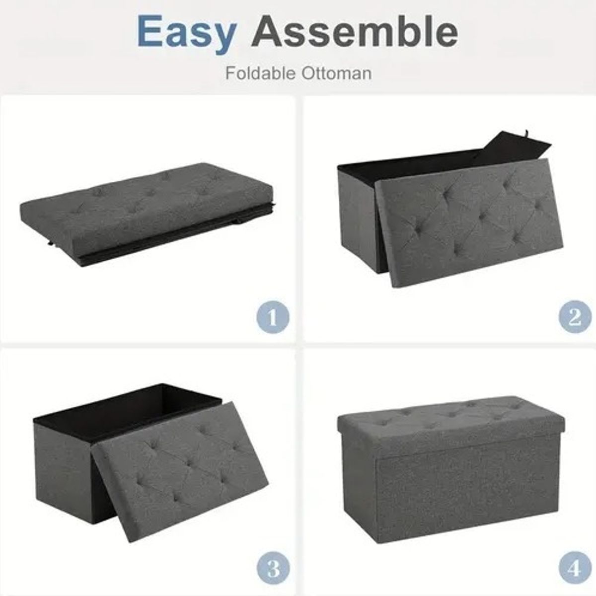 EVERSO - Puff Silla Cubo Organizador Plegable Banqueta 76x38x38cm