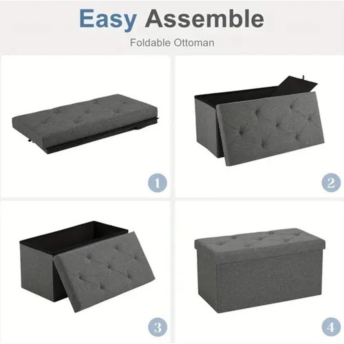 EVERSO - Puff Silla Cubo Organizador Plegable Banqueta 76x38x38cm