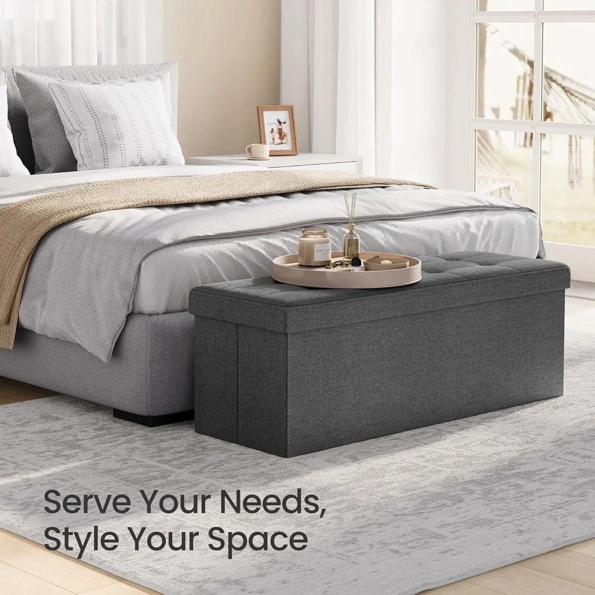 EVERSO - Puff Silla Cubo Organizador Plegable Banqueta 76x38x38cm