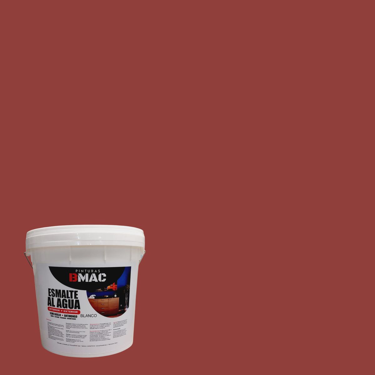 GENERICO - ESMALTE AL AGUA ROJO COLONIAL SEMIBRILLO TINETA 4G BMAC