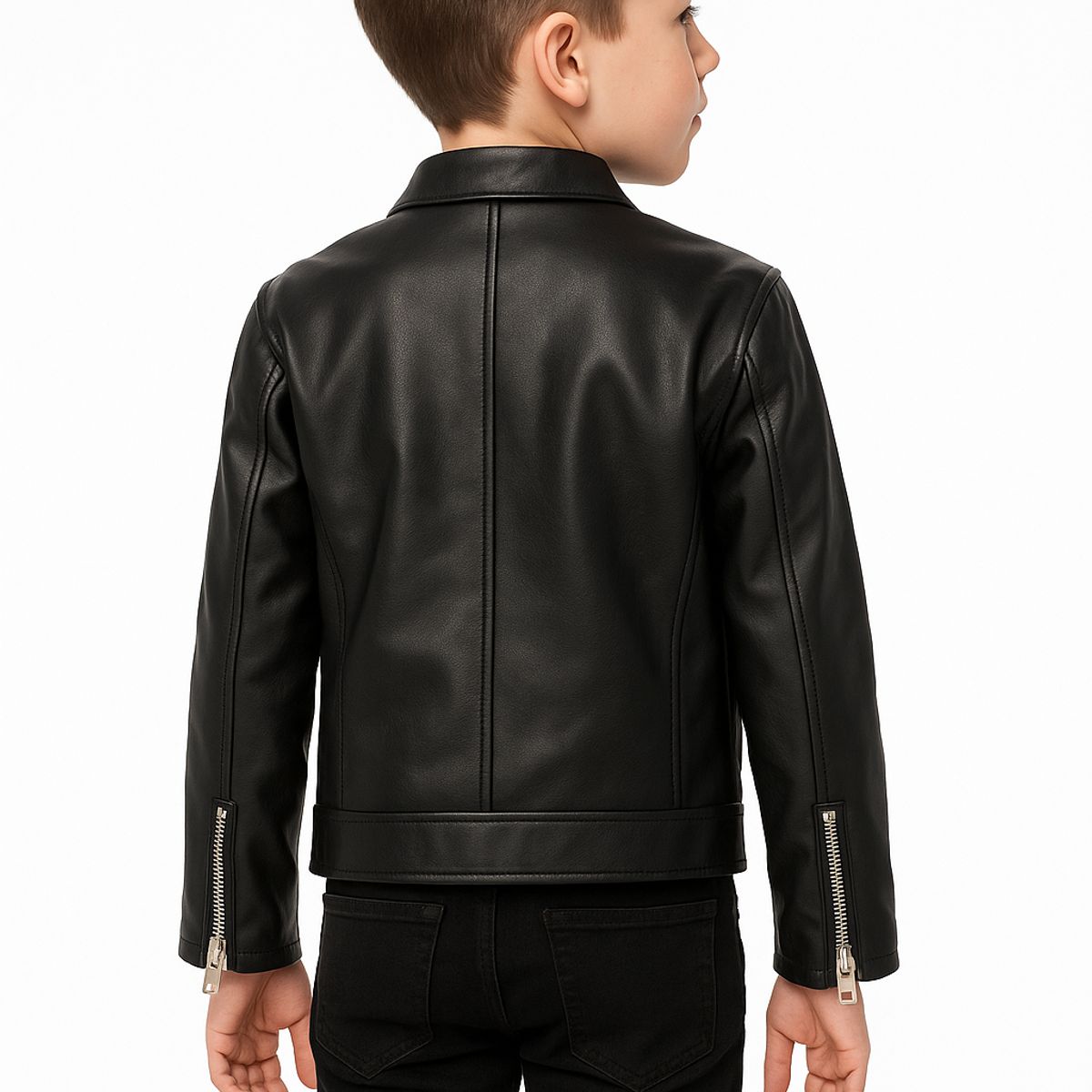 KIBOU - Chaqueta Biker Niños Ecocuero Premium Estilo Motociclista Urbana