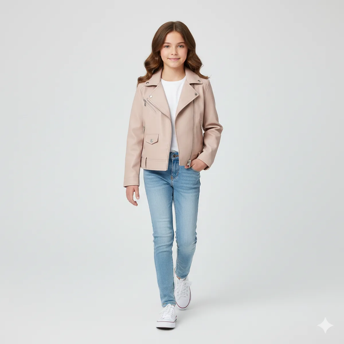 KIBOU - Chaqueta Biker Niños Ecocuero Premium Estilo Motociclista Urbana