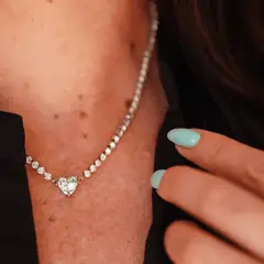 ELBAULDEJUMA - Collar tennis zirconias cubicas corazon hipoalergenico