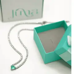 ELBAULDEJUMA - Collar tennis zirconias cubicas corazon azul hipoalergenico