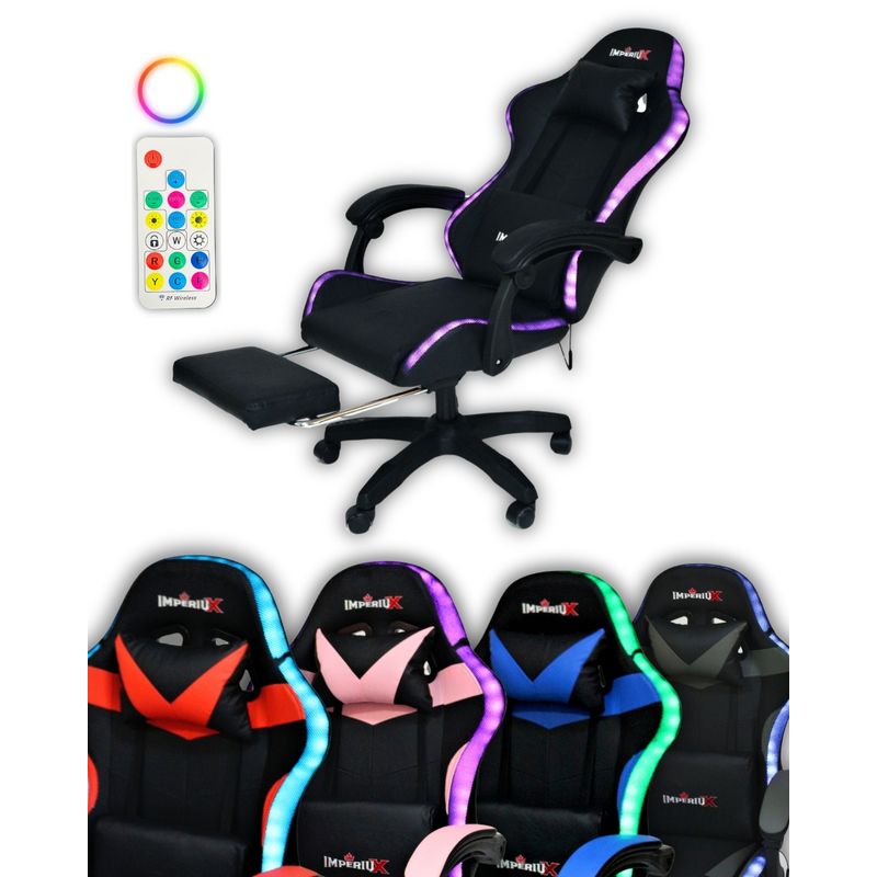 GENERICO - silla gamer Dominus con luces RGB + Masajeador + Reposa pies