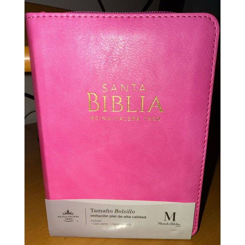 ABBA - BIBLIA TAMAÑO BOLSILLO IMITACION PIEL CIERRE ROSA