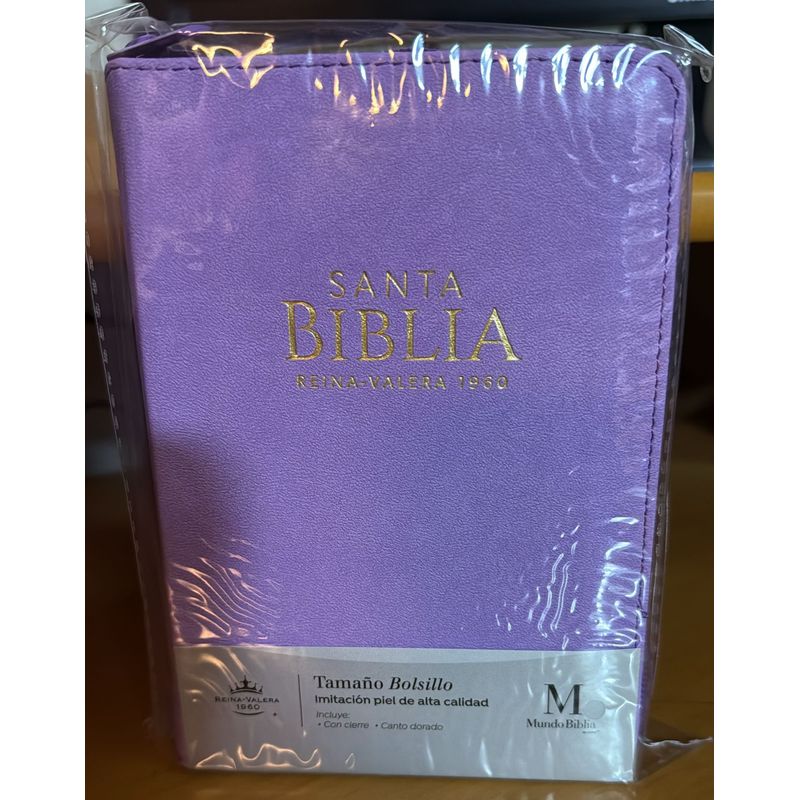 ABBA - BIBLIA TAMAÑO BOLSILLO IMITACION PIEL CIERRE LILA