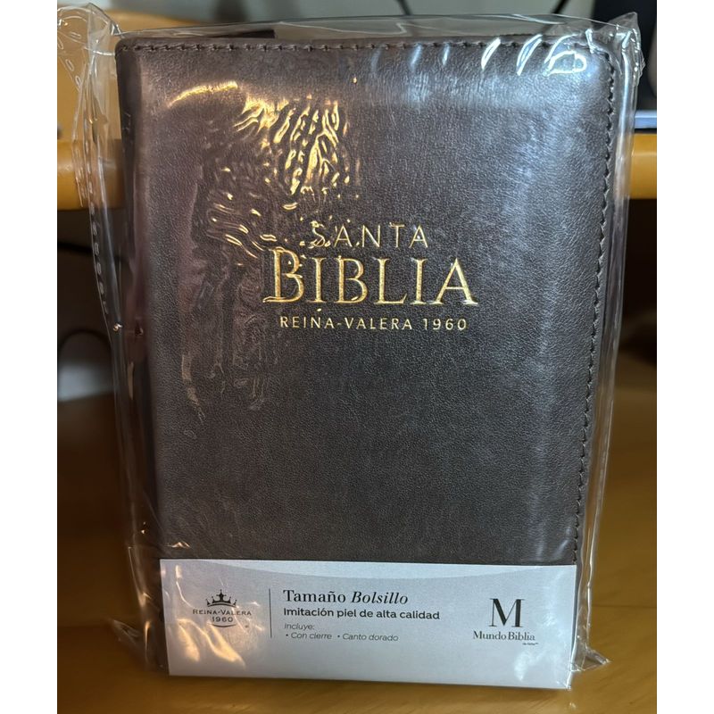 ABBA - BIBLIA TAMAÑO BOLSILLO IMITACION PIEL CIERRE CAFE