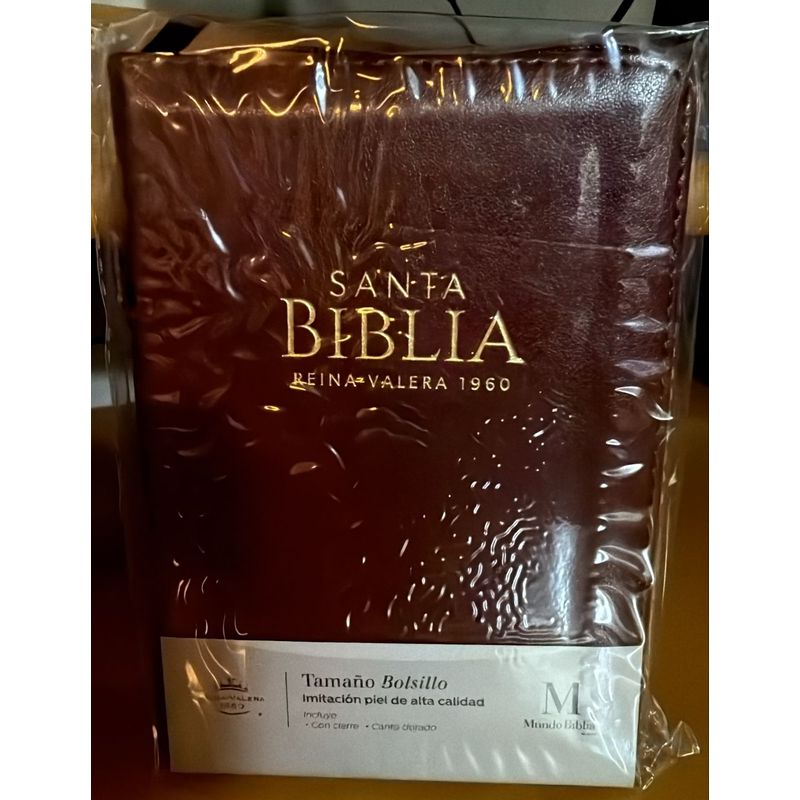 ABBA - BIBLIA TAMAÑO BOLSILLO IMITACION PIEL CIERRE MOKKA