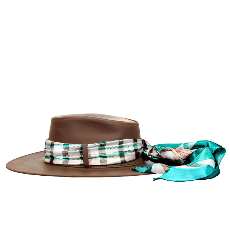 NICOLETTA - Sombrero Mujer 100% Cuero Genuino Cafe Nicoletta