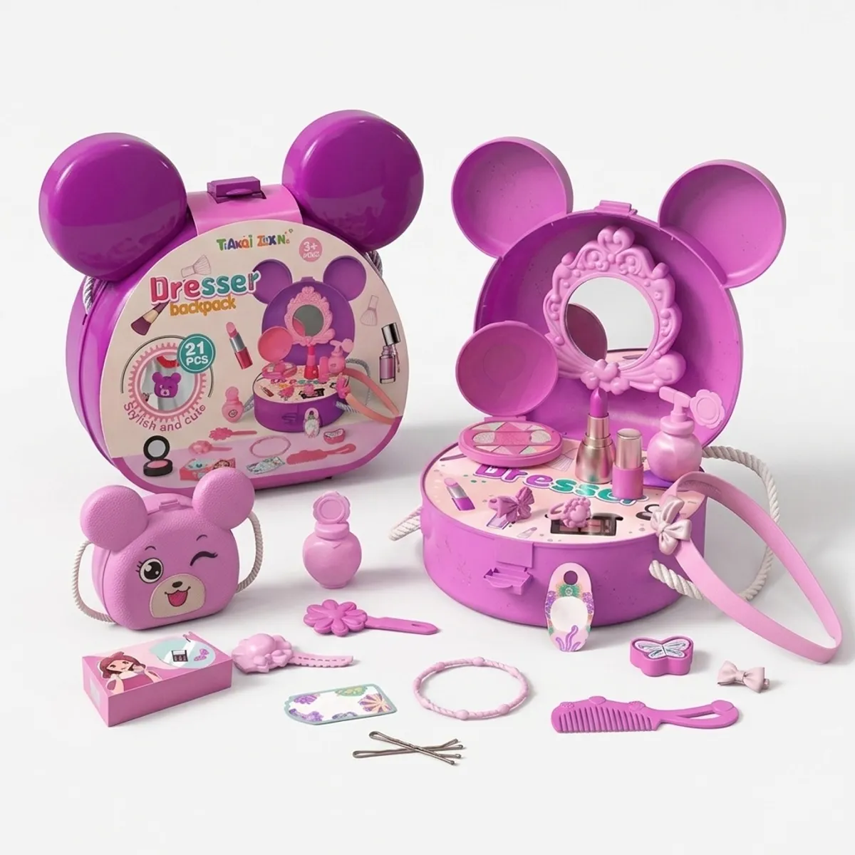 TOYNG - Cartera Infantil de Osita + Accesorios de Belleza – Toyng