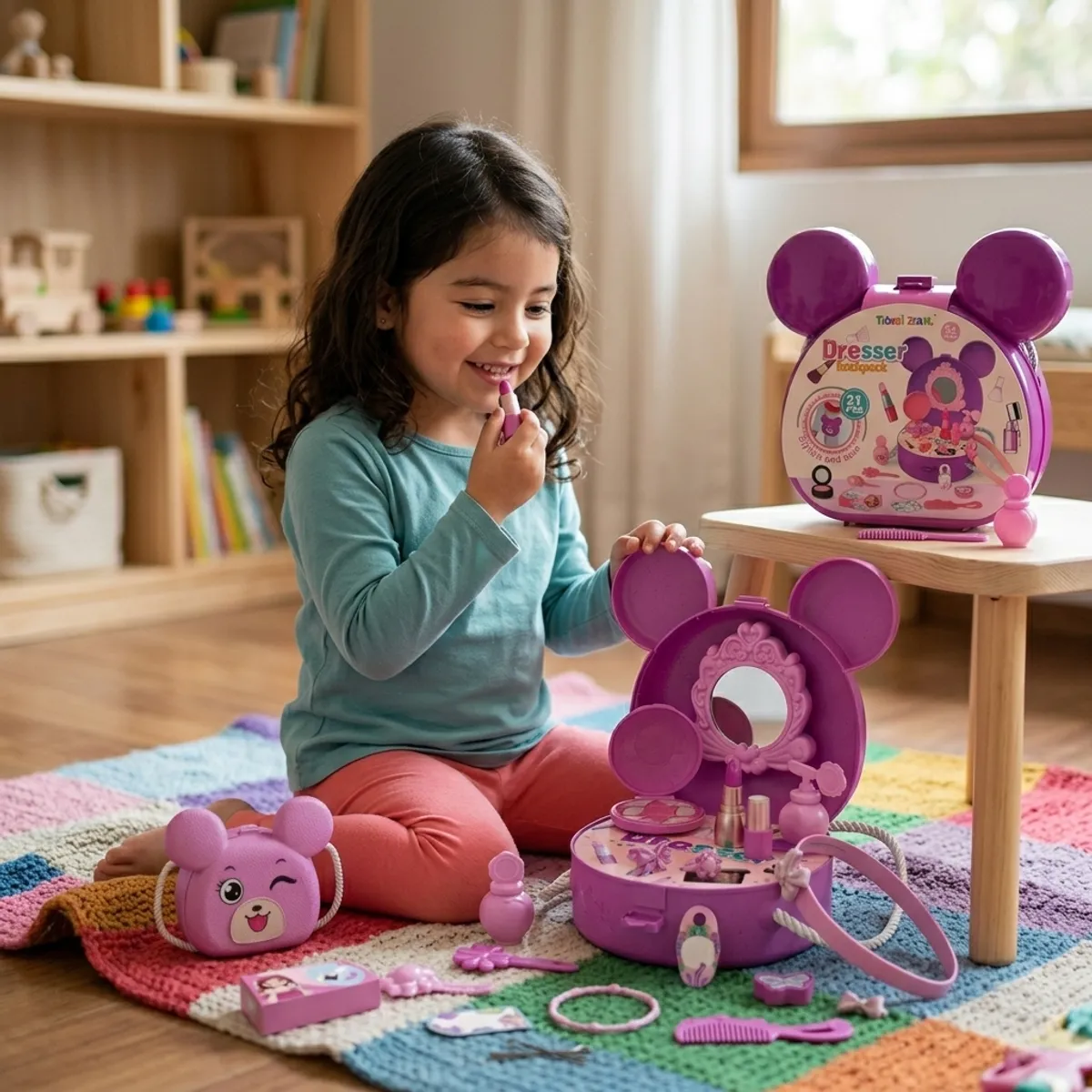 TOYNG - Cartera Infantil de Osita + Accesorios de Belleza – Toyng