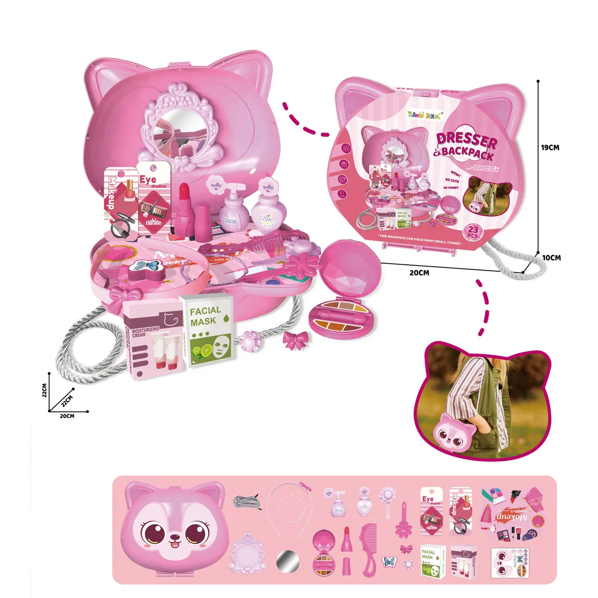 TOYNG - Cartera Infantil de Gata + Accesorios de Belleza – Toyng