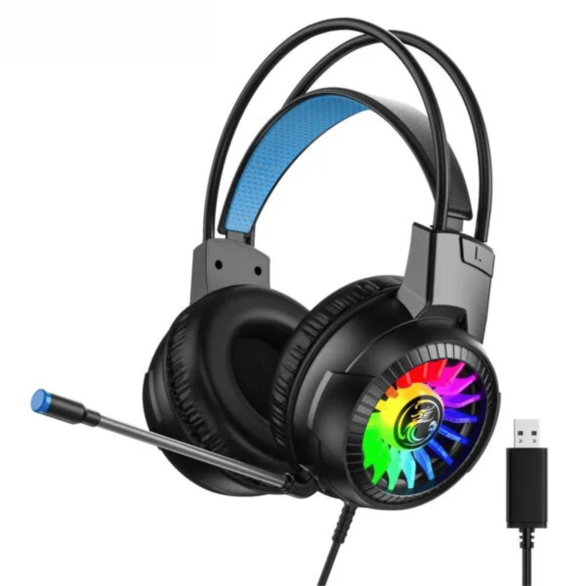 IMICE - Audífonos Con Micrófono Gamer Apedra Hd-480 Usb Con Luz Rgb