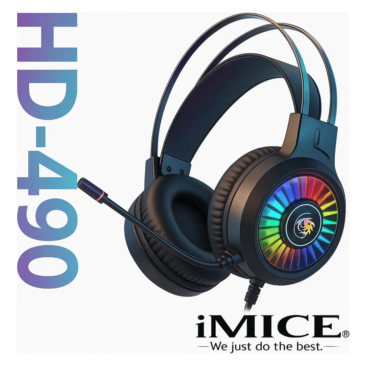 IMICE - Audífonos Con Micrófono Gamer Apedra Hd-490 Usb Con Luz Rgb