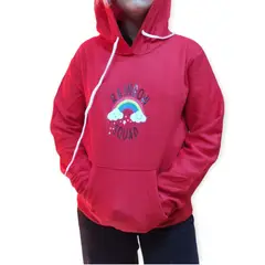 ROLY - POLERON ROJO Arcoiris Canguro Con Gorro